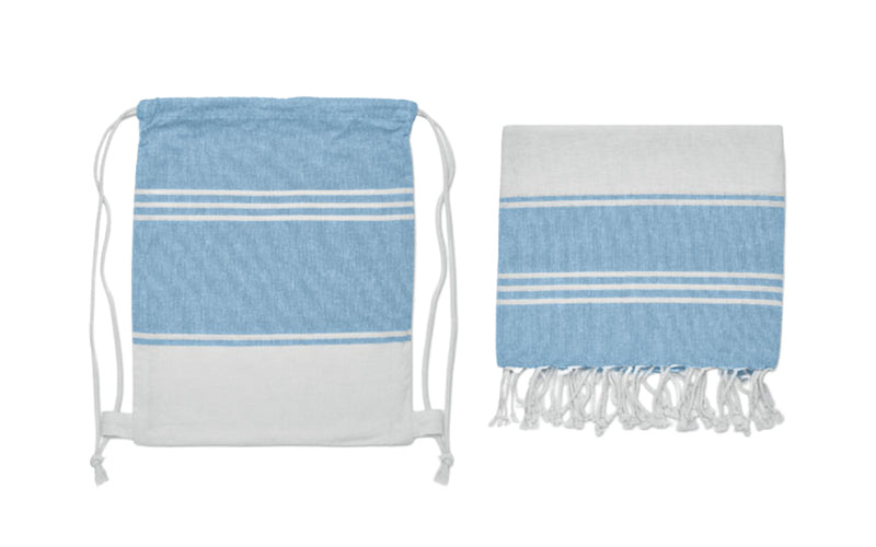 JANDIRA Set of Hammam Beach Towel with Drawstring Bag