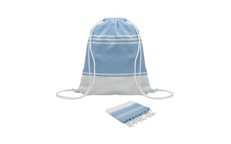 JANDIRA Set of Hammam Beach Towel with Drawstring Bag