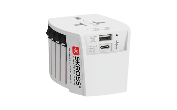 SKROSS World Travel Adapter MUV 2-Pole with USB A and C