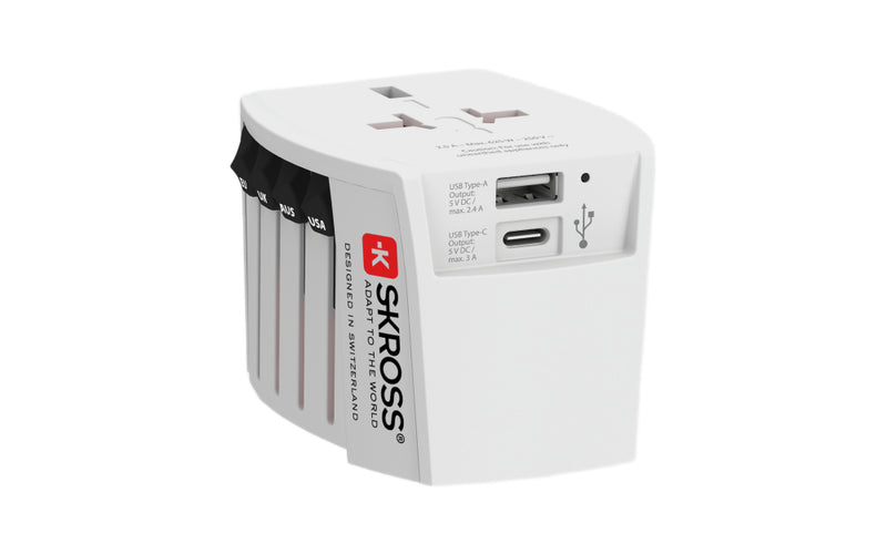 SKROSS World Travel Adapter MUV 2-Pole with USB A and C